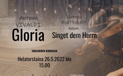 26.5 klo 15 Vivaldin Gloria Taulumäen kirkossa Kamarikuoro Hehkun esittämänä